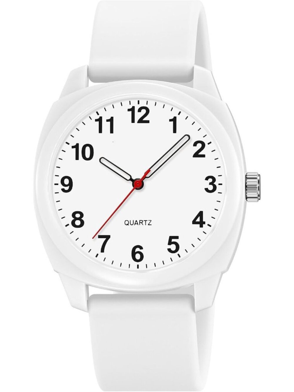 Unisex White Fashionable Simple Analog Quartz Silicone Strap Waterproof Watch